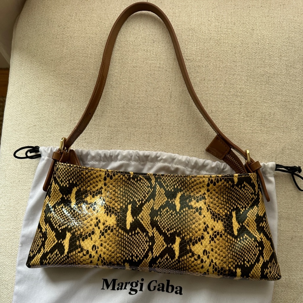 Margi Gaba - 2912 - The Pyth - Snakeskin Effect Faux Leather Baguette Bag
